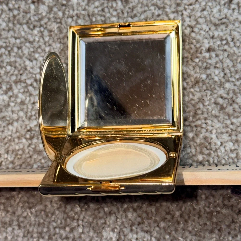 Vintage Estee Lauder Gold Wave Compact Set Translucent Face Powder Ecru Style